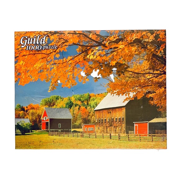 2 NEW SEALED VINTAGE GUILD Vermont Farm & Autumn's Fall 1000 pc Jigsaw Puzzle - Picture 1 of 7